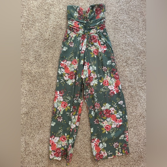 Floral Women's Strapless Jumpsuit - Picture 1 of 5